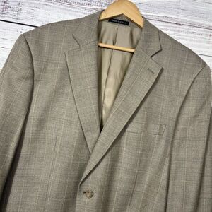 Pendleton Blazer Jacket Mens 46R Brown Plaid Wool Two Button Lined Suit Jacket